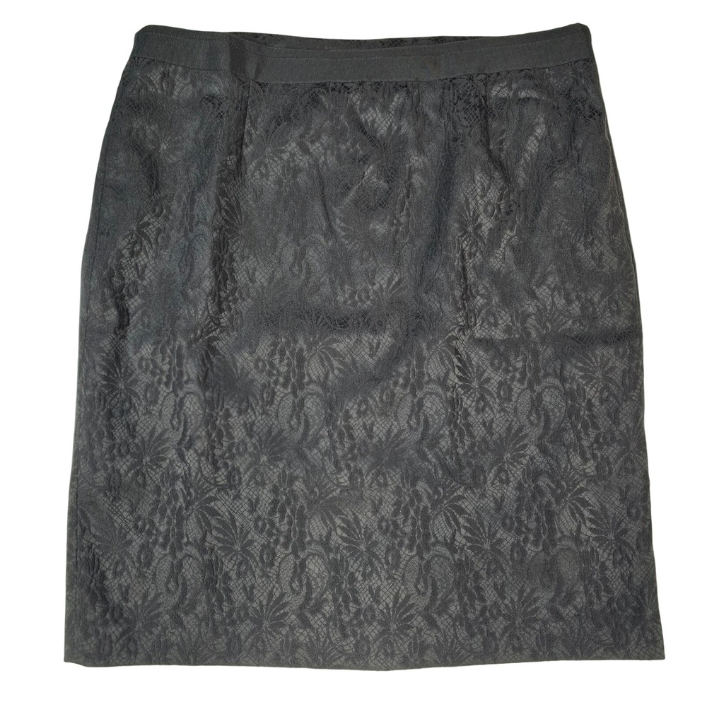 Dana Buchman Black Floral Lace Pencil Skirt Womens 14 Lined Academia Preppy Goth